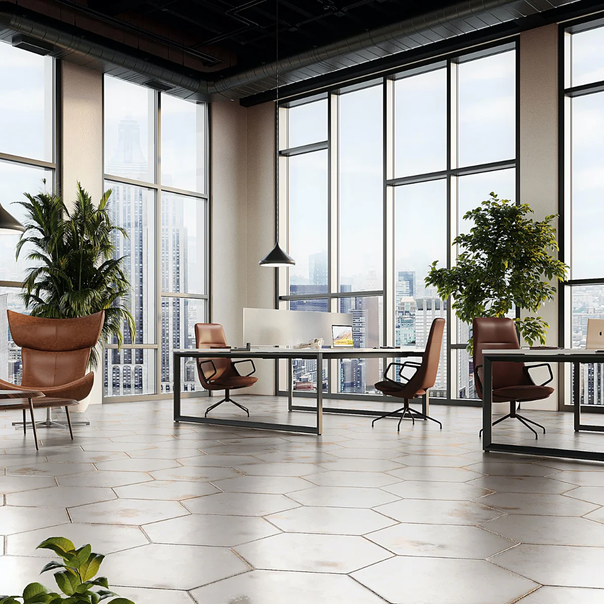 Angela Harris Flatiron White 20" Hexagon Matte Porcelain Tile - Image 4