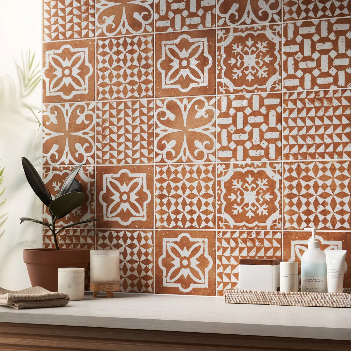 Angela Harris Mediterra Kasma Terracotta Décor 8x8 Matte Porcelain Tile - Image 2