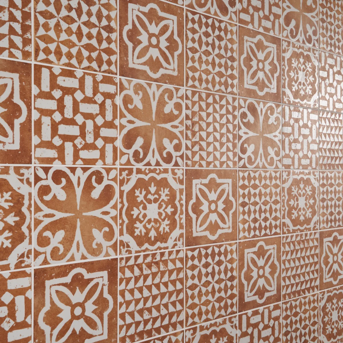 Angela Harris Mediterra Kasma Terracotta Décor 8x8 Matte Porcelain Tile - Image 3
