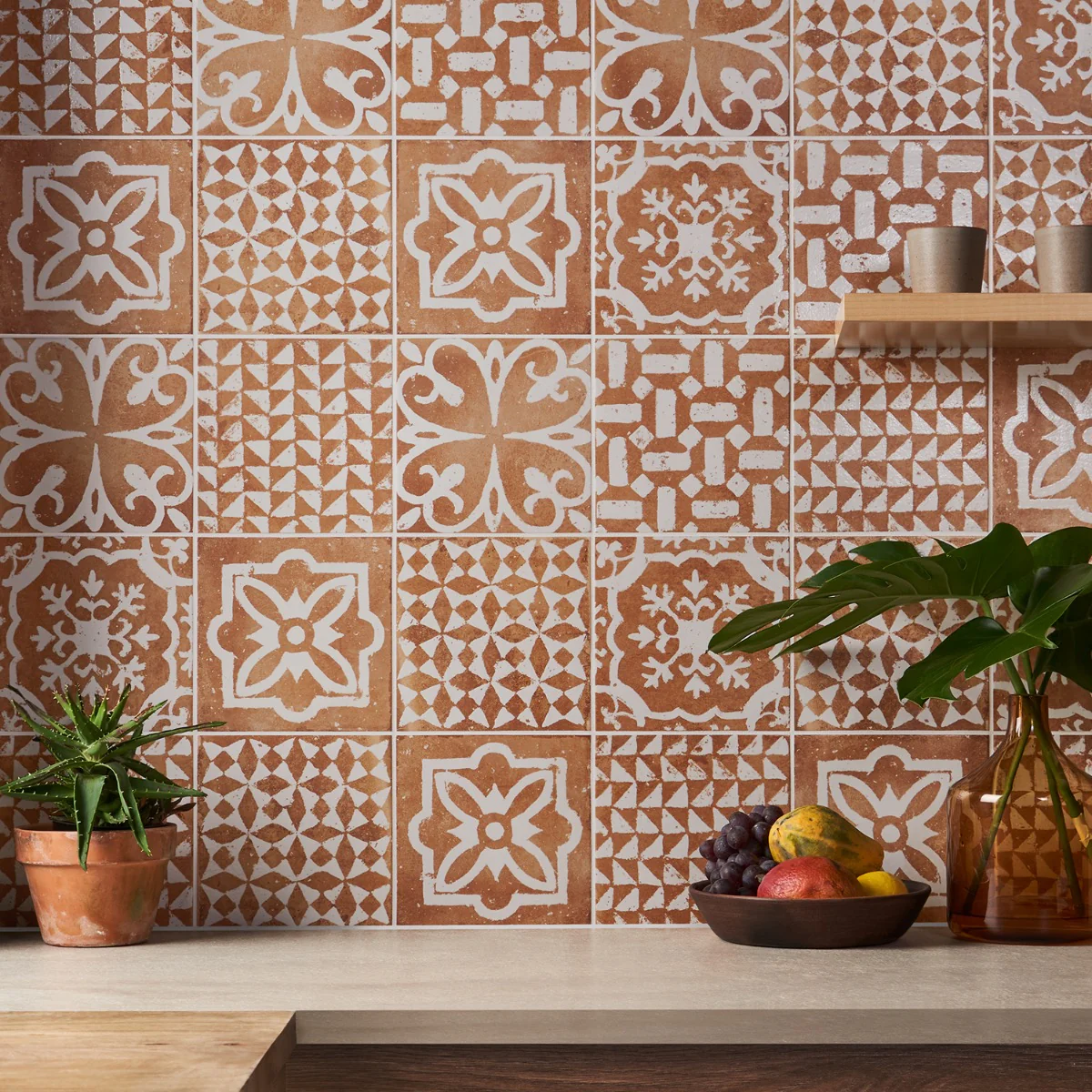 Angela Harris Mediterra Kasma Terracotta Décor 8x8 Matte Porcelain Tile - Image 4