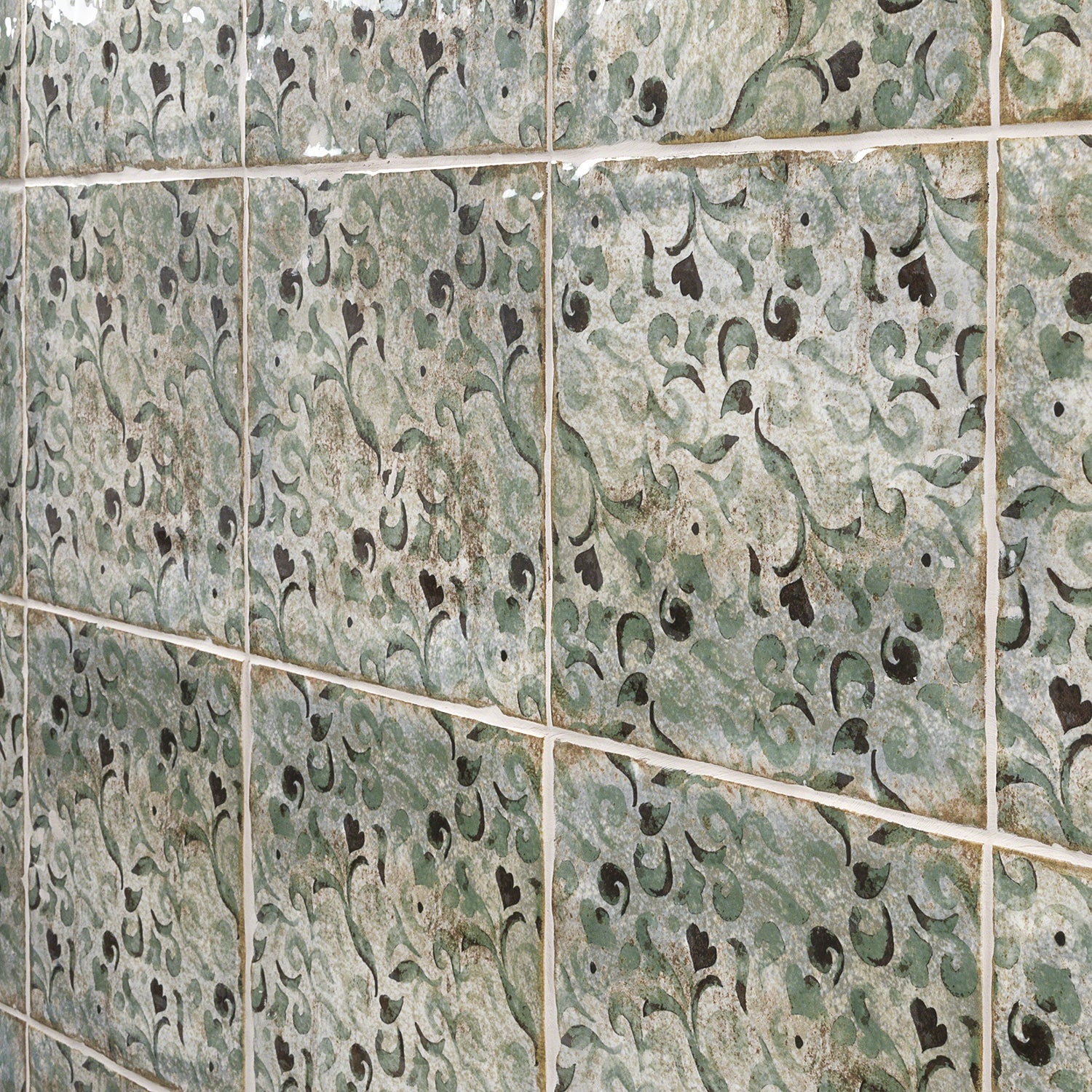 Angela Harris Savona Green 8x8 Polished Ceramic Wall Tile - Image 4