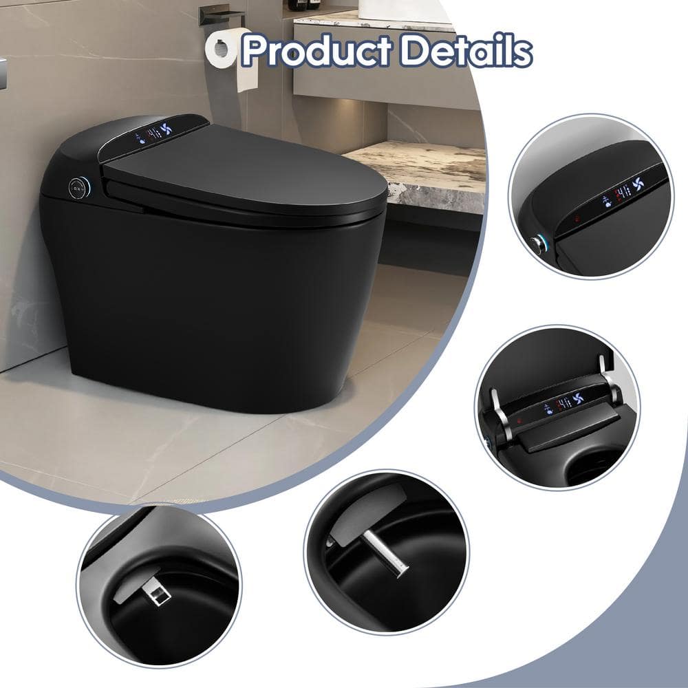 ANGELES HOME Black Smart Bidet Toilet with Heated Seat and Auto Flush - Image 5