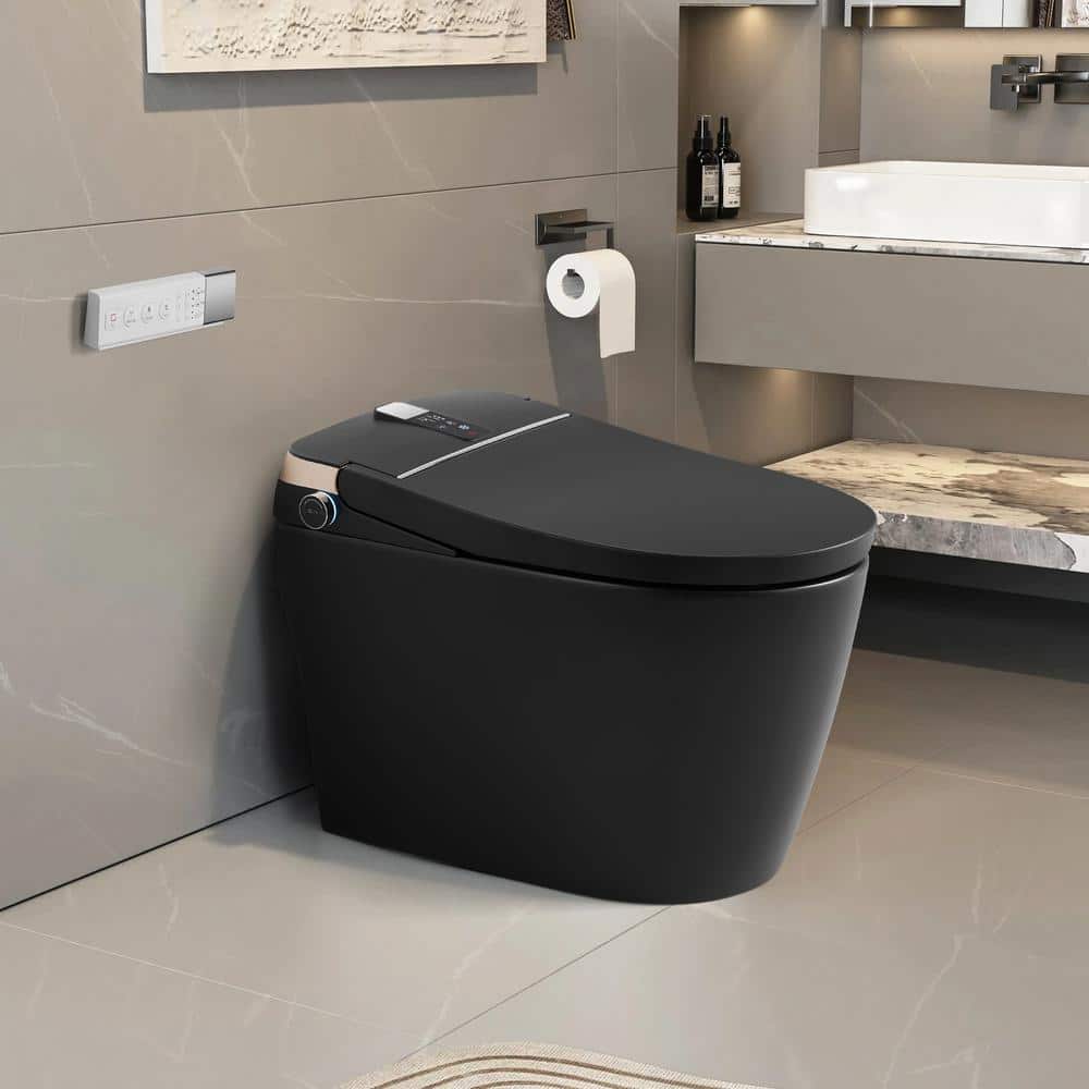 ANGELES HOME Black Smart Toilet Bidet with Auto Flush, Heated Seat & Warm Air Dryer - Image 3