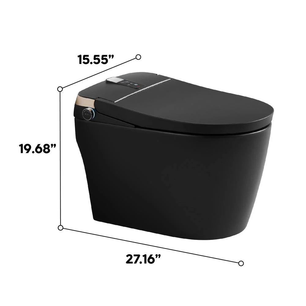 ANGELES HOME Black Smart Toilet Bidet with Auto Flush, Heated Seat & Warm Air Dryer - Image 7
