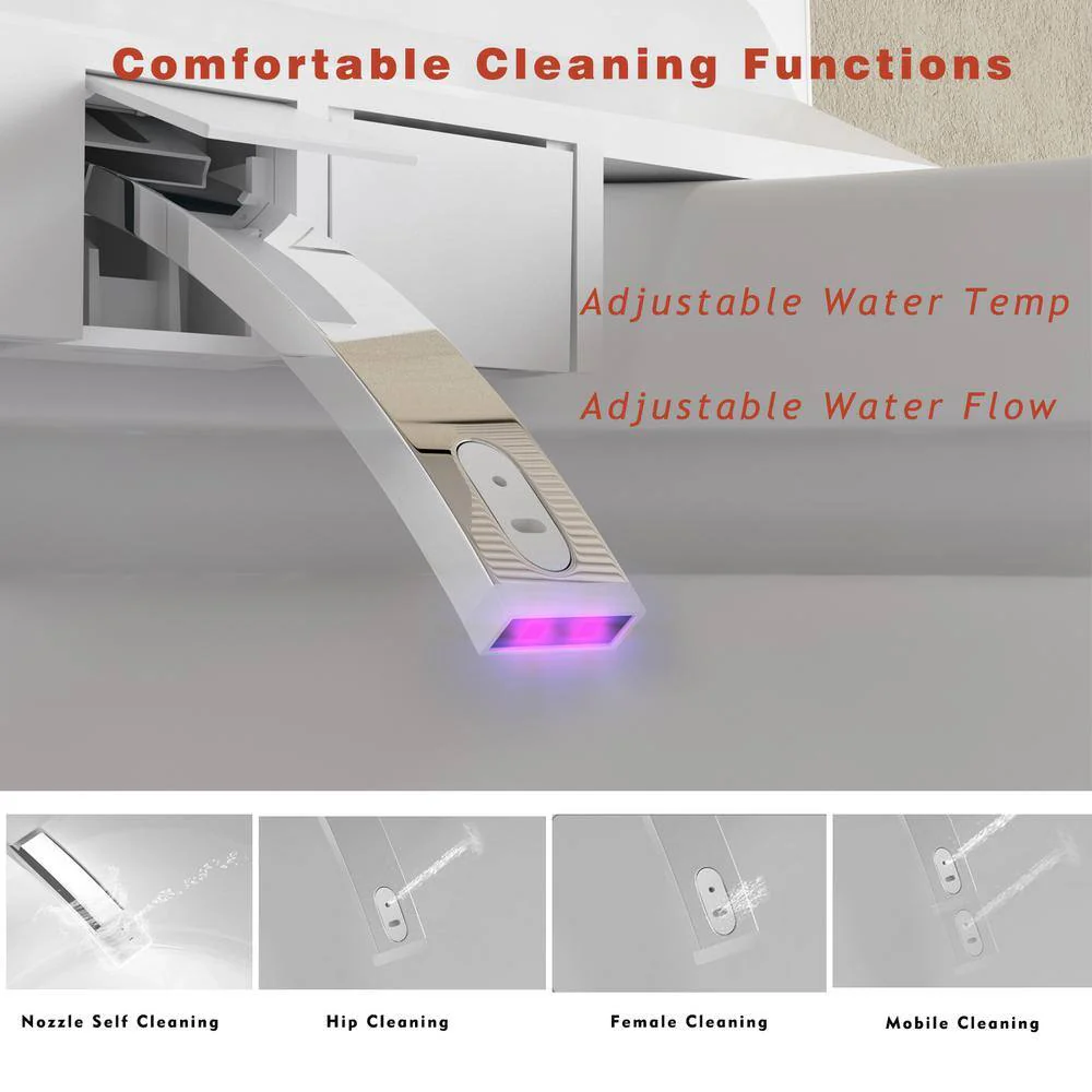 ANGELES HOME Elongated Bidet Toilet, 1.28 GPF, White, Auto Open/Close, LED Display - Image 3