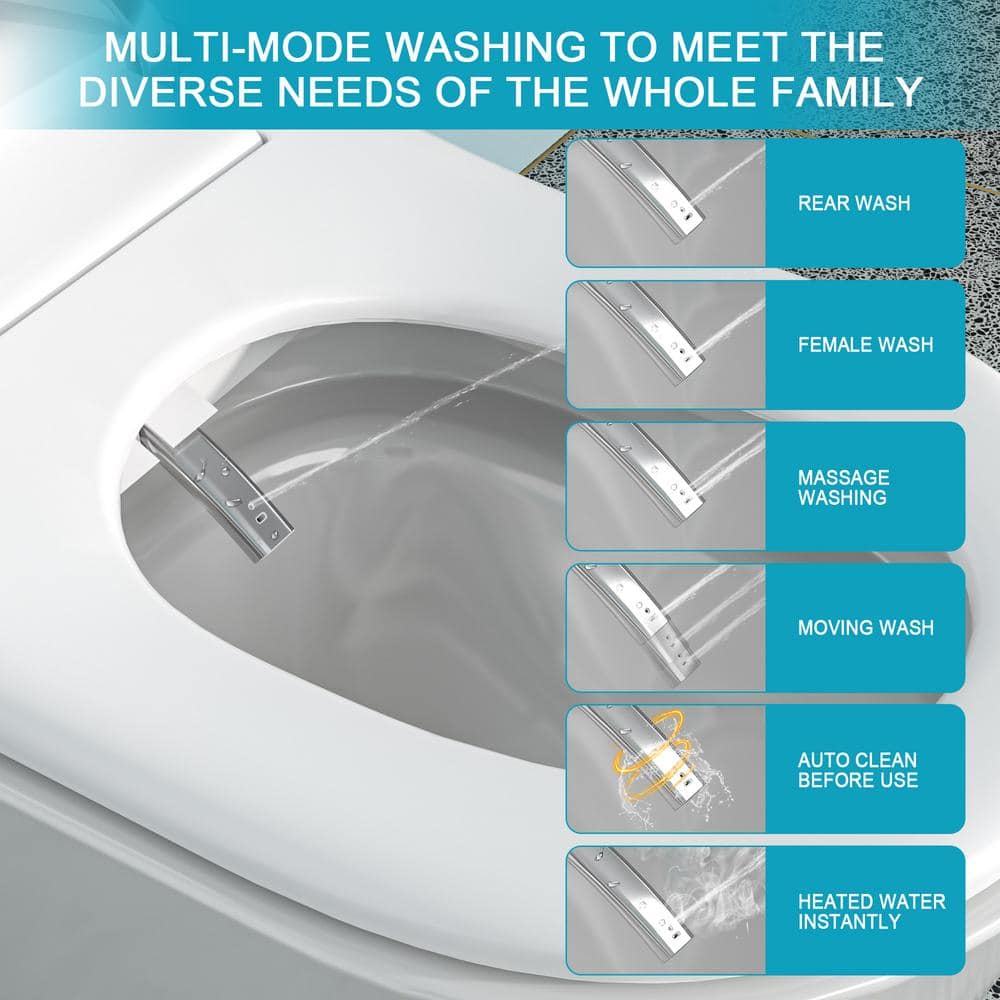 ANGELES HOME Elongated Bidet Toilet 1.28 GPF with Foot Sensor and Auto Flushing - Image 10
