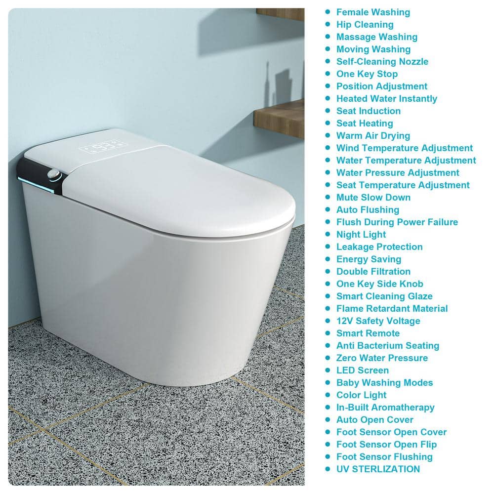ANGELES HOME Elongated Bidet Toilet 1.28 GPF with Foot Sensor and Auto Flushing - Image 4