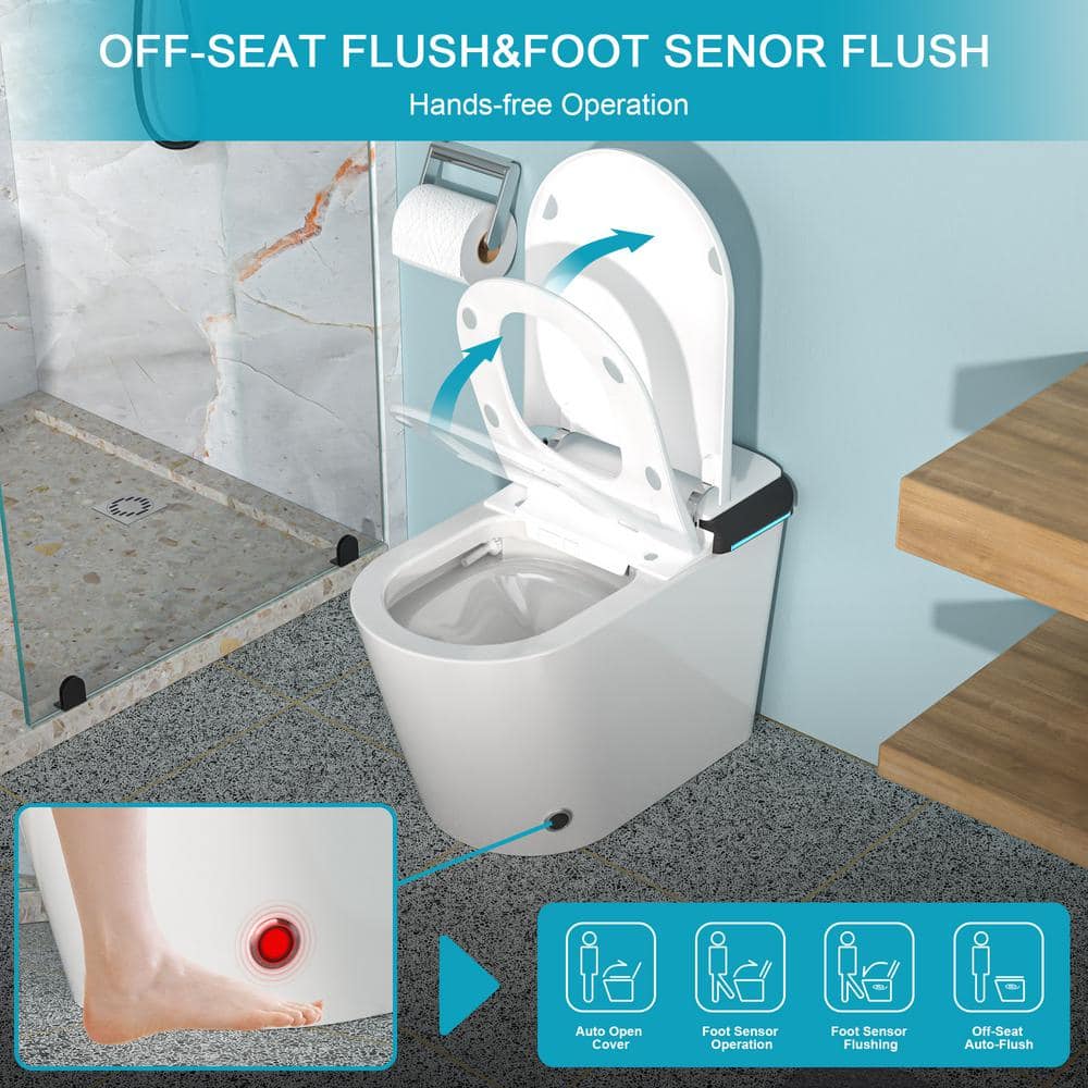 ANGELES HOME Elongated Bidet Toilet 1.28 GPF with Foot Sensor and Auto Flushing - Image 9