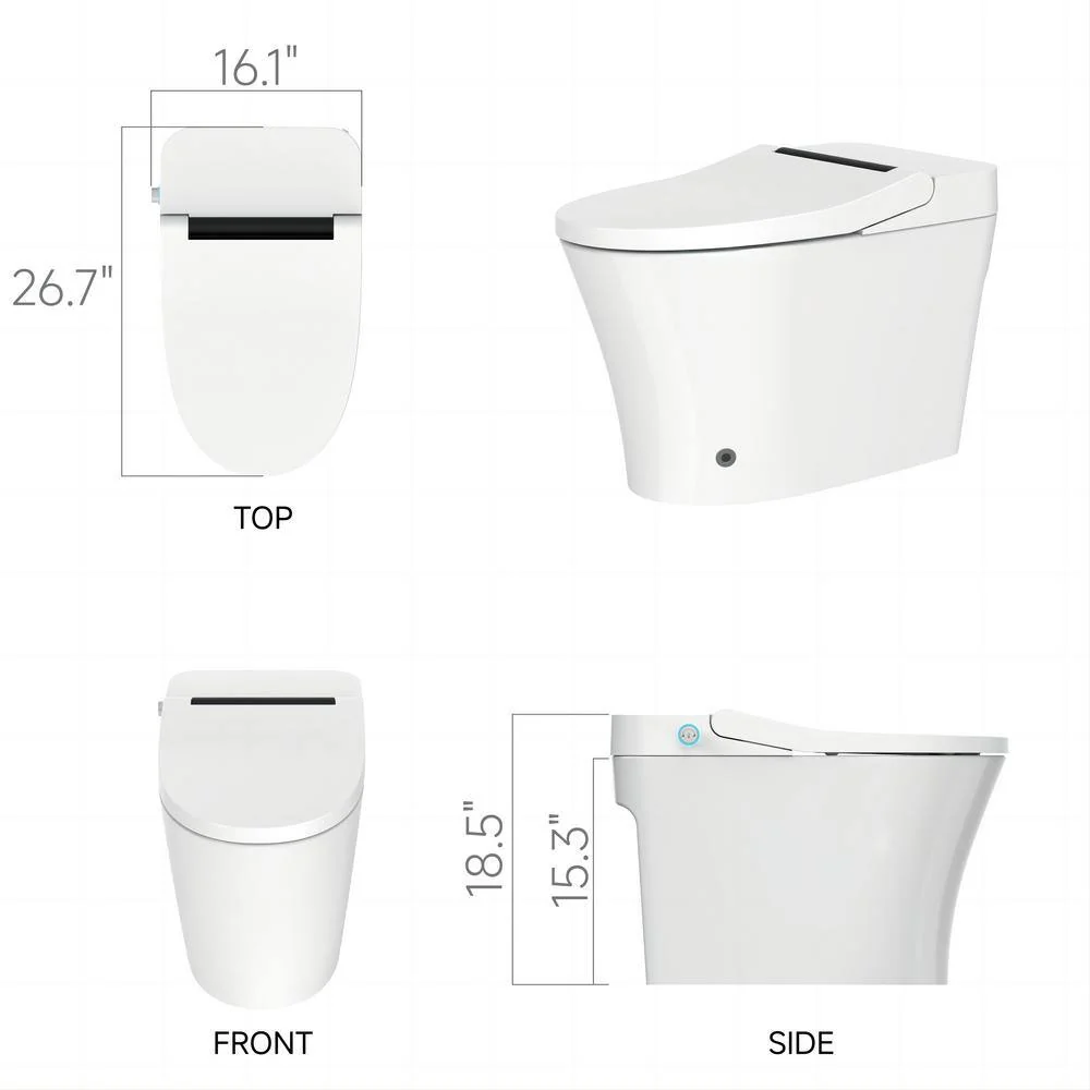 ANGELES HOME Elongated Bidet Toilet with Auto Flush, Soft Close, and Night Light - Image 3