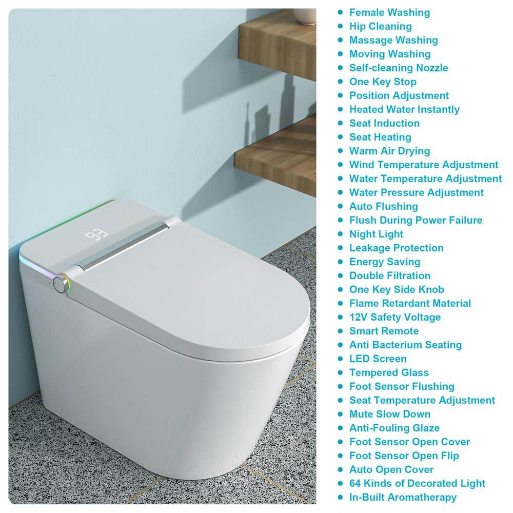 ANGELES HOME Elongated Smart Bidet Toilet with Heated Seat and LED Night Light - Image 4