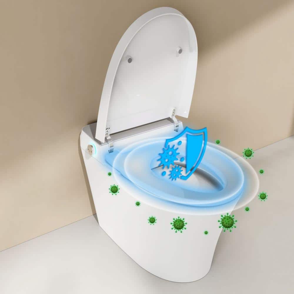 ANGELES HOME Elongated Smart Toilet Bidet with Adjustable Sprayer & Deodorizing in White - Image 6
