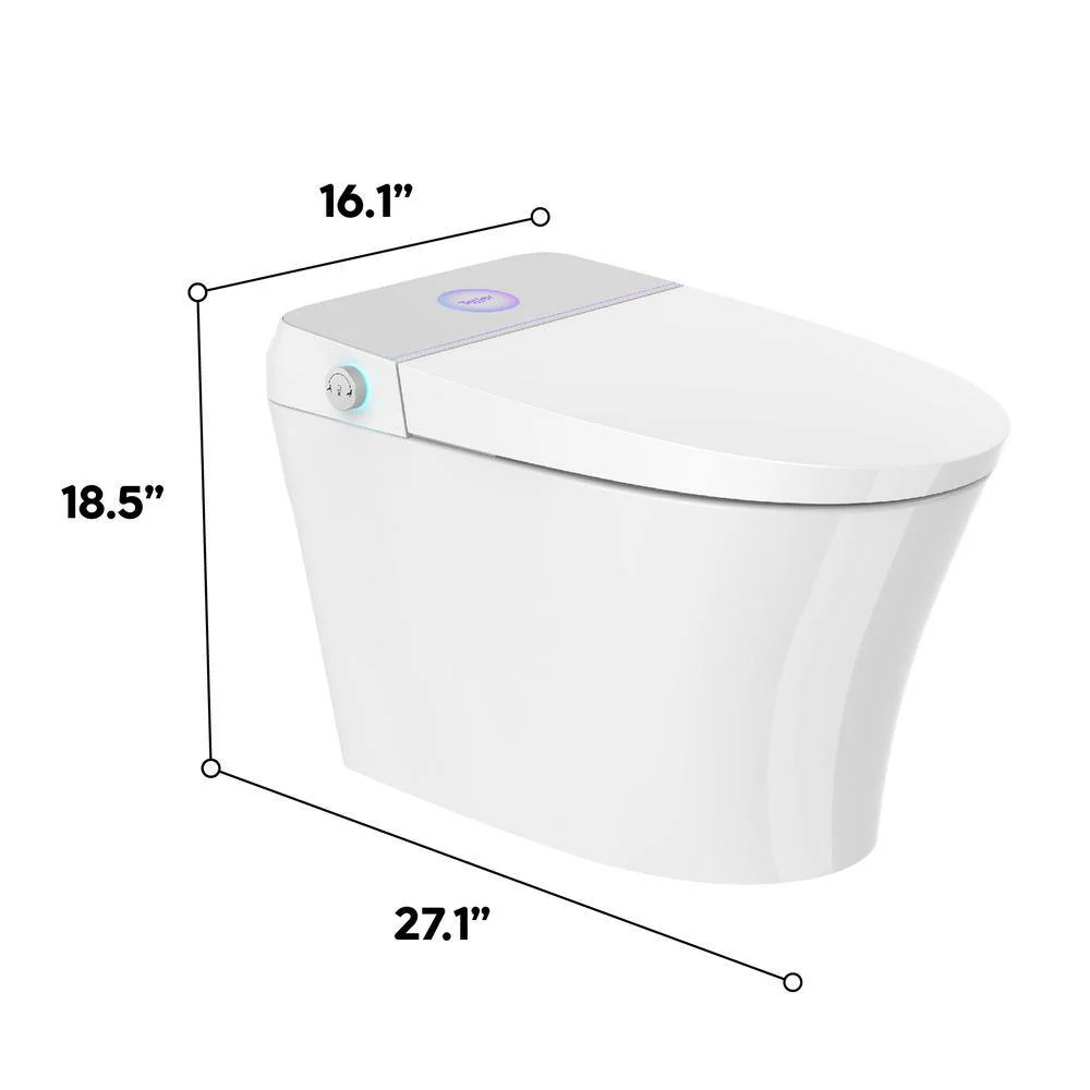 ANGELES HOME Elongated Smart Toilet Bidet with Adjustable Sprayer & Deodorizing in White - Image 7