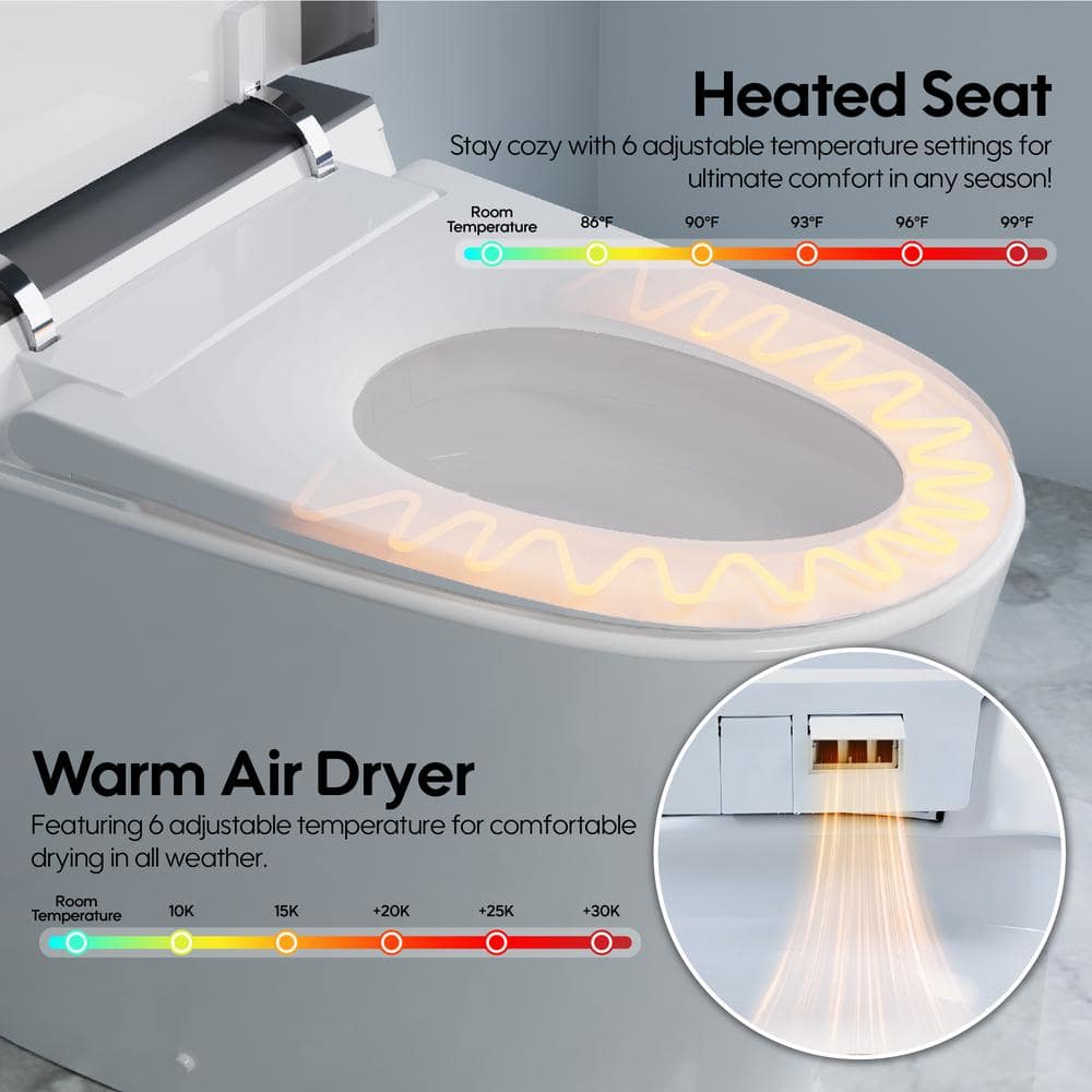 ANGELES HOME Elongated Smart Toilet Bidet with Automatic Features & Night Light - Image 9