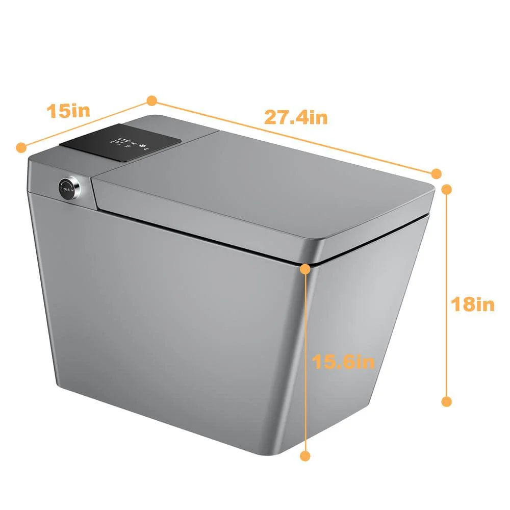 ANGELES HOME Rectangular 12-Inch Rough-In Smart Bidet Toilet with Auto Open/Flushing and Remote - Image 2