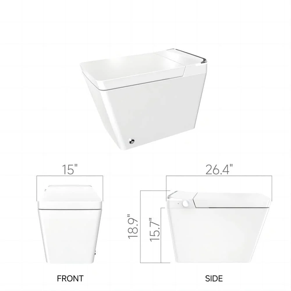 ANGELES HOME Rectangular Bidet Toilet with Auto Open/Close Lid & Night Light - Image 3