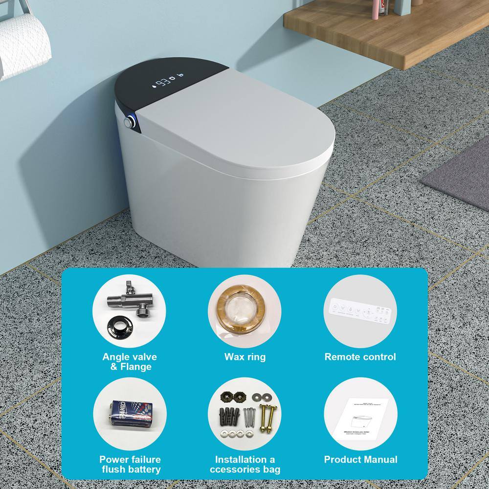 ANGELES HOME Smart Elongated Bidet Toilet with Auto Features, 1.28 GPF, White - Image 10