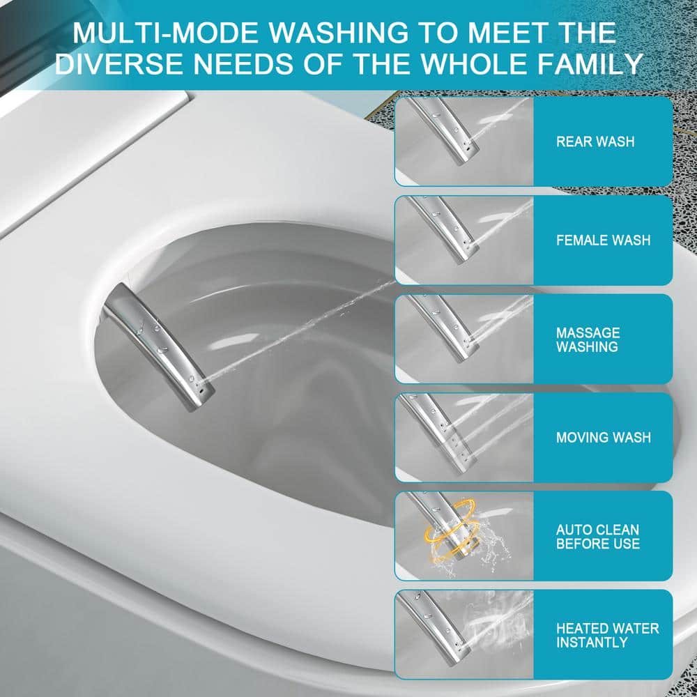 ANGELES HOME Smart Elongated Bidet Toilet with Auto Features, 1.28 GPF, White - Image 3
