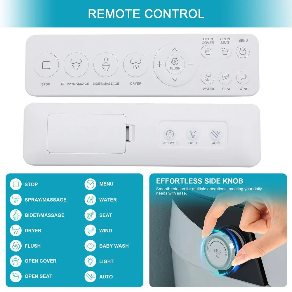 ANGELES HOME Smart Elongated Bidet Toilet with Auto Features, 1.28 GPF, White - Image 5