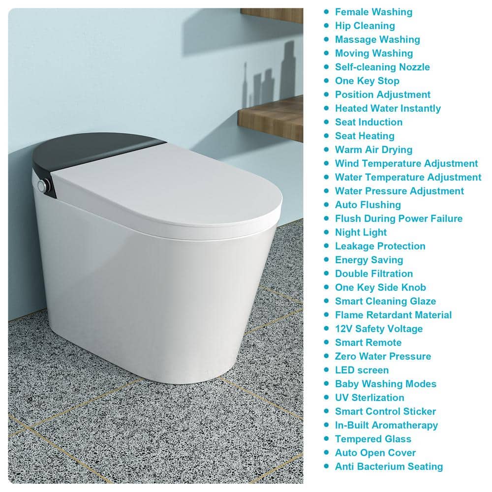 ANGELES HOME Smart Elongated Bidet Toilet with Auto Features, 1.28 GPF, White - Image 8