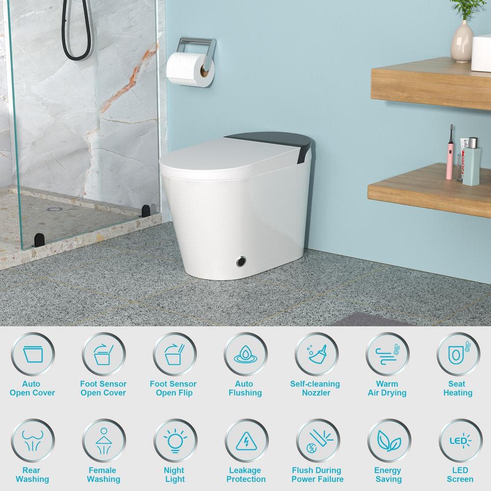 ANGELES HOME Smart Elongated Bidet Toilet with Auto Features, 1.28 GPF, White - Image 9