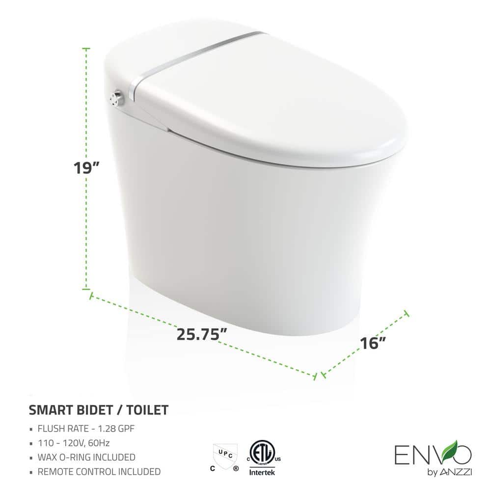 ANZZI ENVO Spirit Smart Bidet Toilet with Remote Control, Auto Flush, & Heated Seat - Image 3