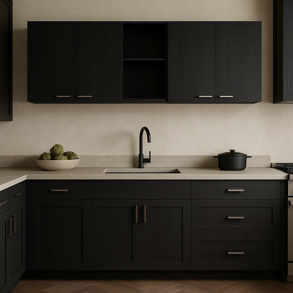 Aoibox Black Wall Mount Kitchen Cabinet with Shelves - 59 in. W x 12.4 in. D x 23.6 in. H - Image 4
