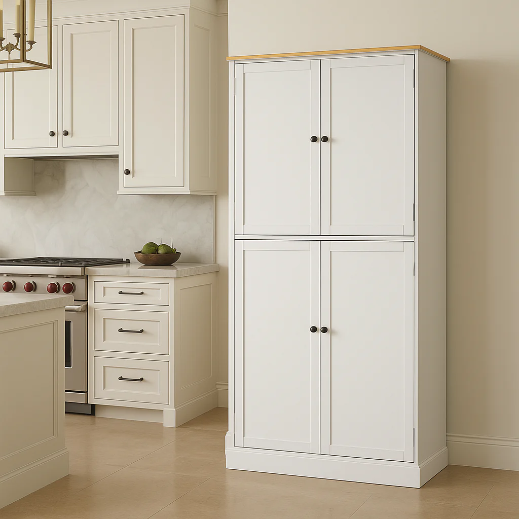 Aoibox Freestanding Kitchen Pantry Cabinet in White with Drawers and Shelves - Image 3