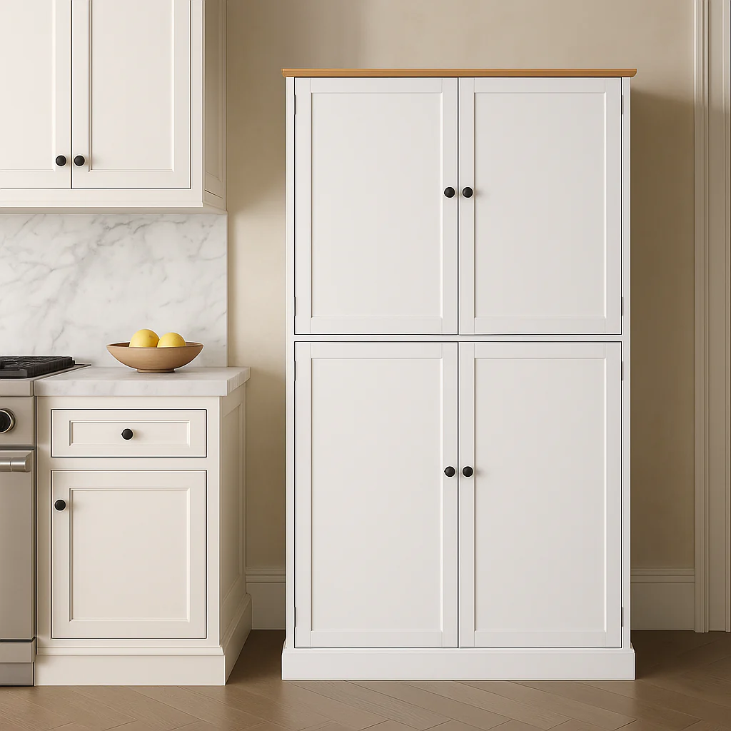 Aoibox Freestanding Kitchen Pantry Cabinet in White with Drawers and Shelves - Image 4