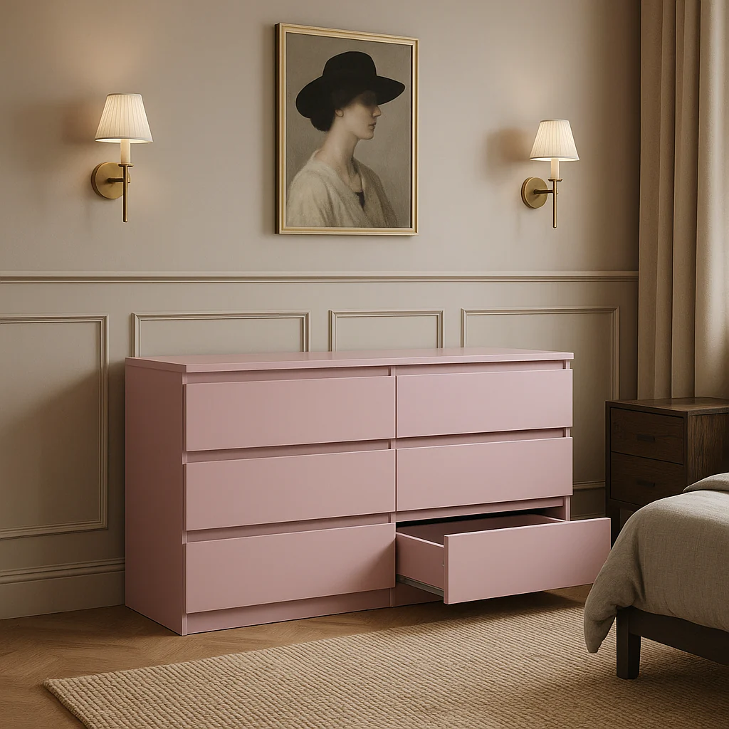 Aoibox Pink 6-Drawer Storage Cabinet - 47.25" W x 15.75" D x 27.95" H - Image 3