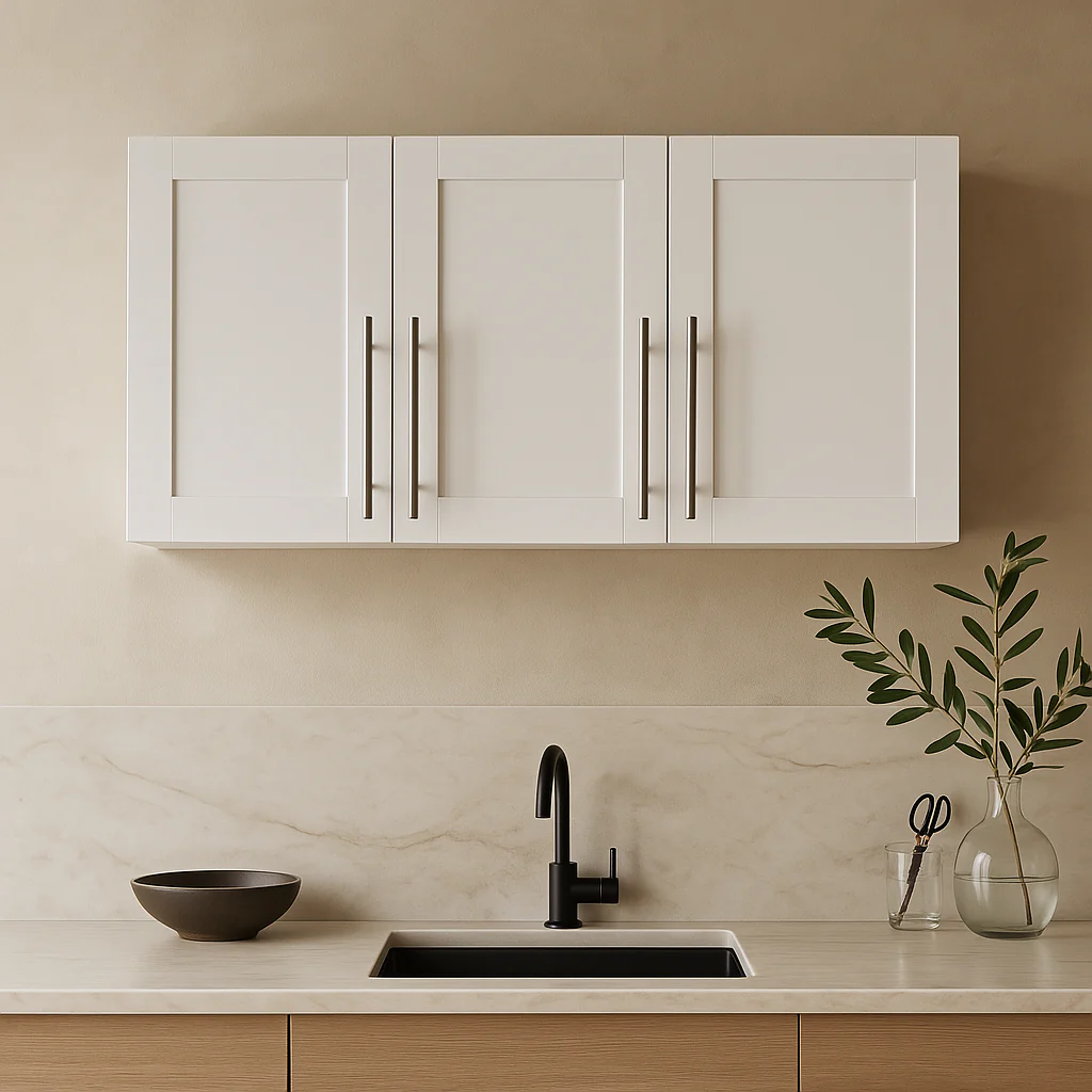 Aoibox Stackable Wall Mounted Upper Kitchen Cabinet, 15.75 in. W x 35.43 in. D x 19.69 in. H, White MDF - Image 3