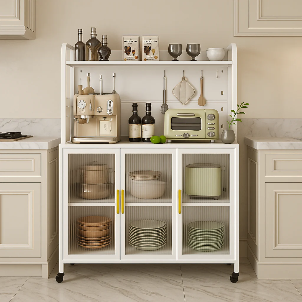 Aoibox Steel Kitchen Pantry Cabinet with Transparent Flap Door, 39.4 in. W x 15.7 in. D x 56.2 in. H - Image 3