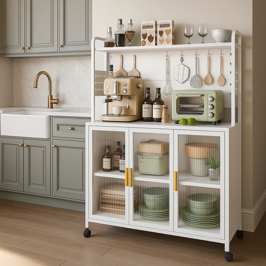 Aoibox Steel Kitchen Pantry Cabinet with Transparent Flap Door, 39.4 in. W x 15.7 in. D x 56.2 in. H - Image 4