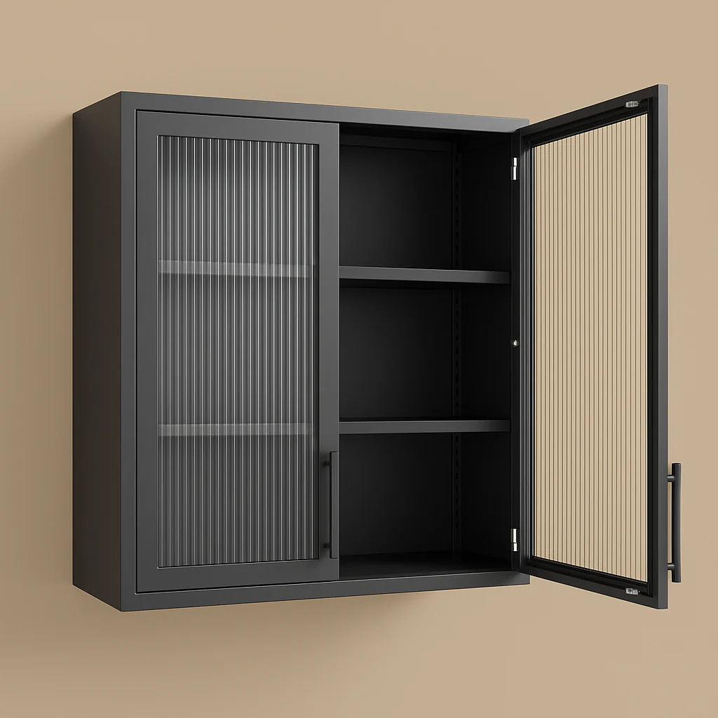 Aoibox Steel Wall Mounted Cabinet with Glass Door, Black, 31.50 in. W x 11.80 in. D x 30 in. H