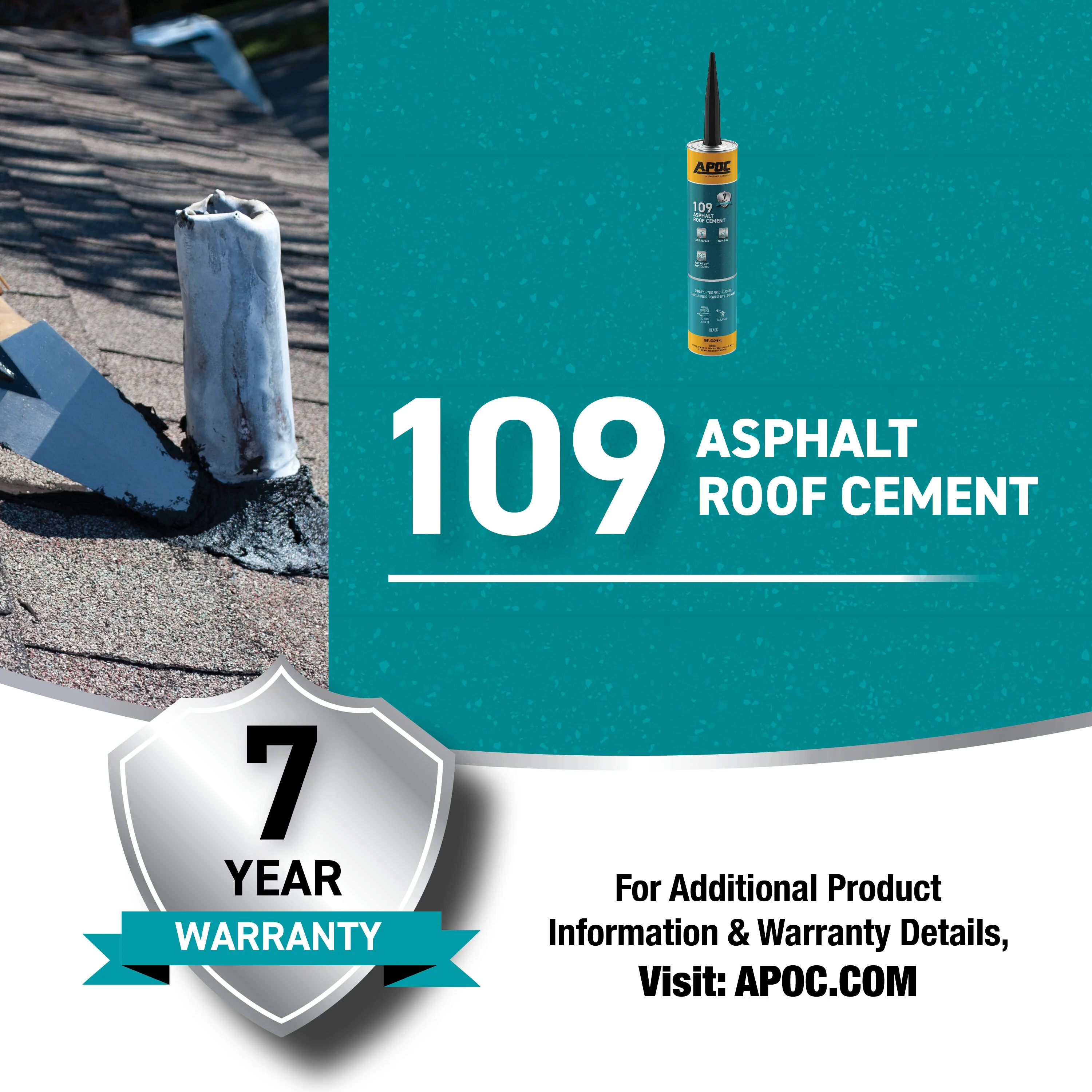 APOC 109 Fibered Waterproof Asphalt Roof Cement Sealant, 10-oz Tube - Image 3