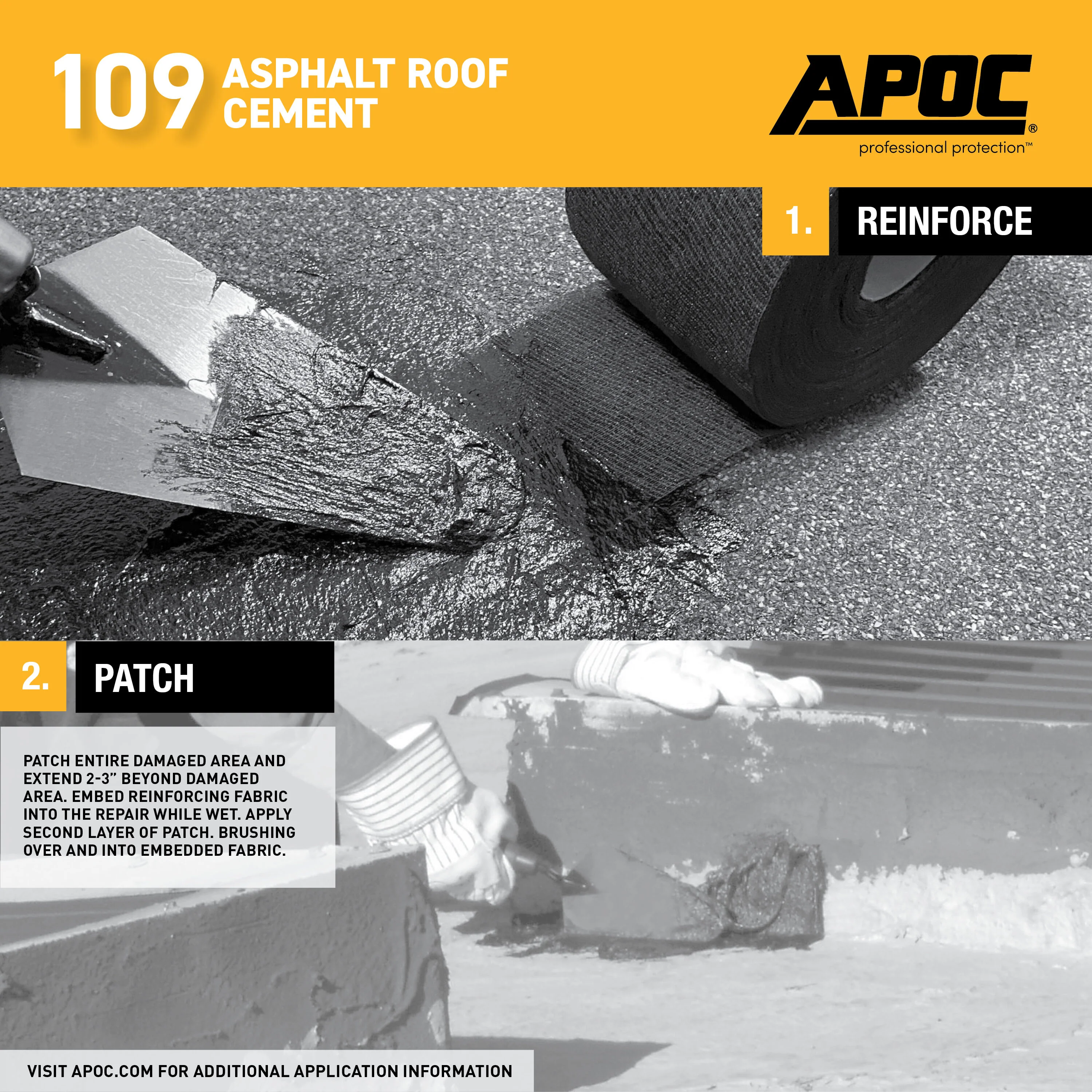 APOC 109 Fibered Waterproof Asphalt Roof Cement Sealant, 10-oz Tube - Image 6