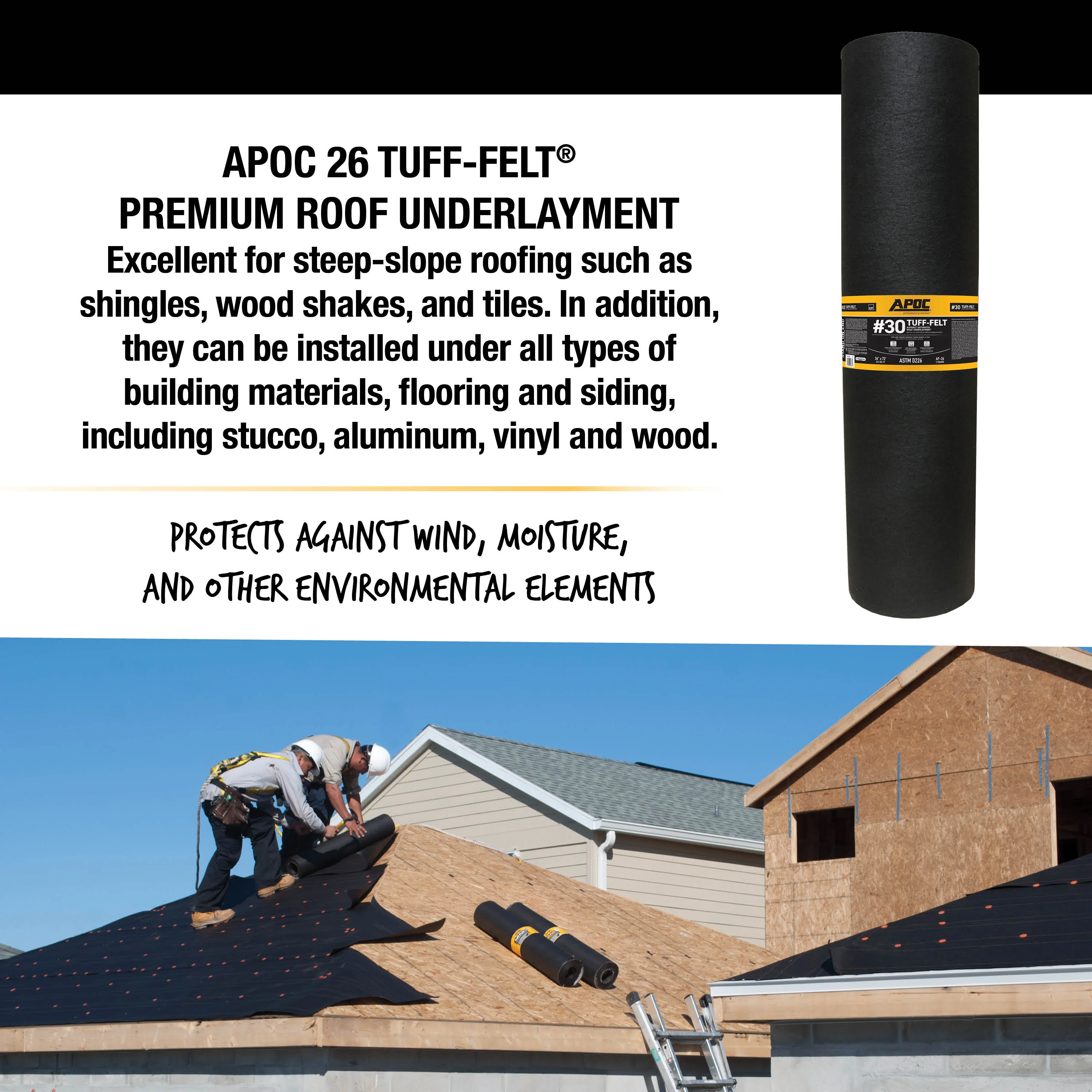 APOC #30 Tuff-Felt 36-in x 71.75-ft (200-sq ft) Felt Roof Underlayment — ASTM D226 - Image 5
