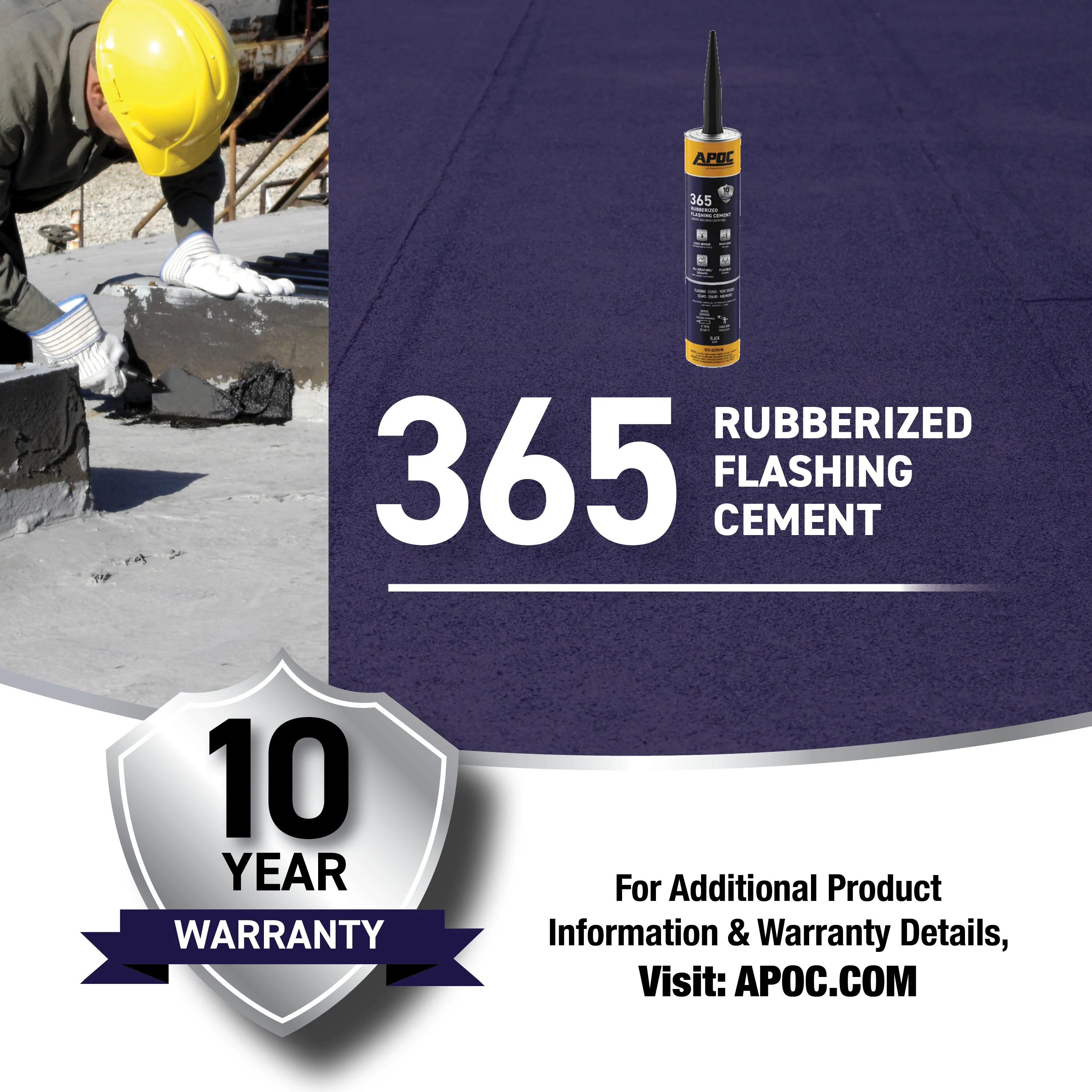 APOC 365 Fibered Rubberized Asphalt Roof/Flashing Cement, 10-oz Tube (Black) - Image 7