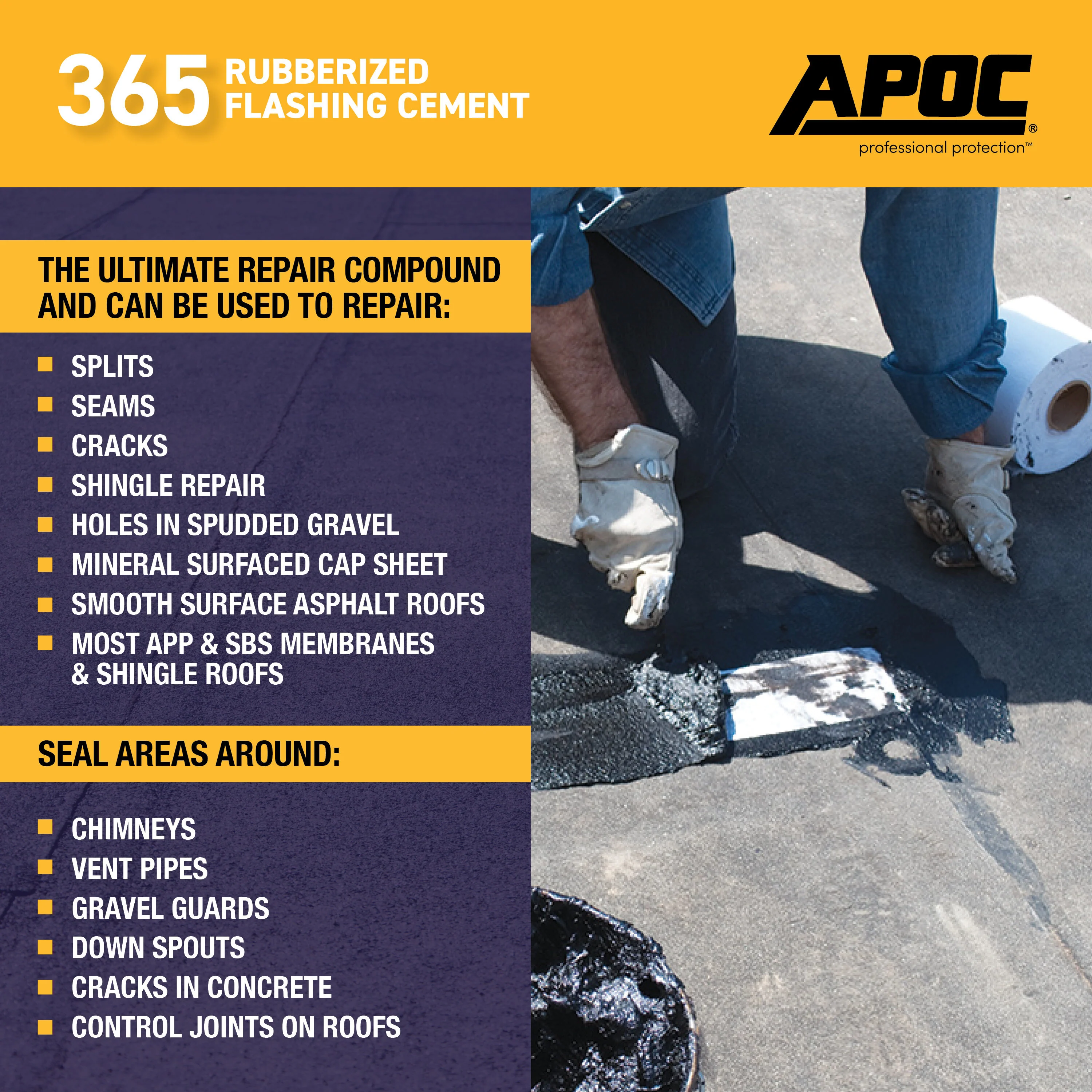 APOC 365 Fibered Rubberized Asphalt Roof/Flashing Cement, 10-oz Tube (Black) - Image 8