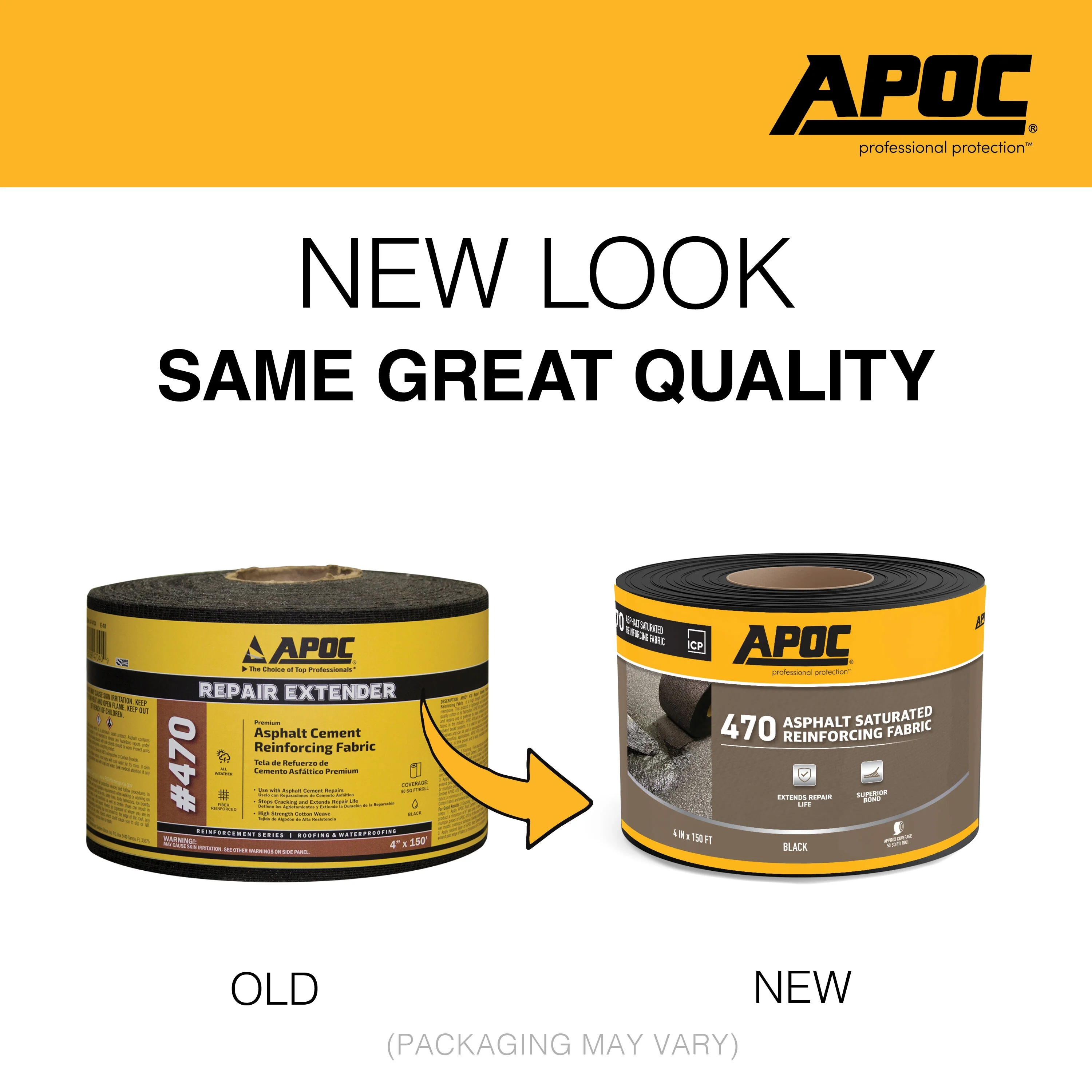 APOC 470 Asphalt-Saturated Reinforcing Roof Fabric, Black, 4-in x 150-ft Roll - Image 3