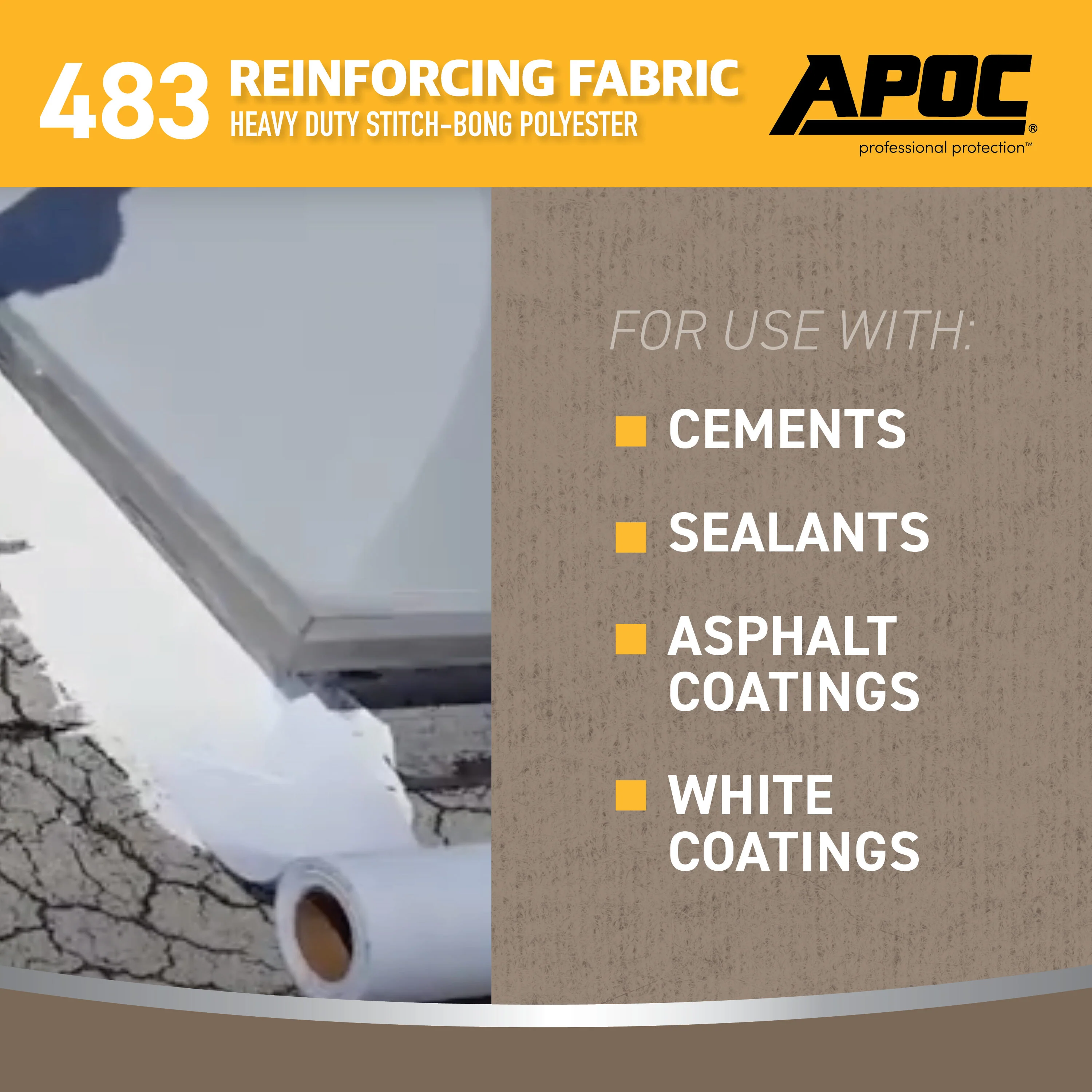 APOC 483 Reinforcing Polyester Roof Fabric, 4-in x 75-ft Roll - Image 7