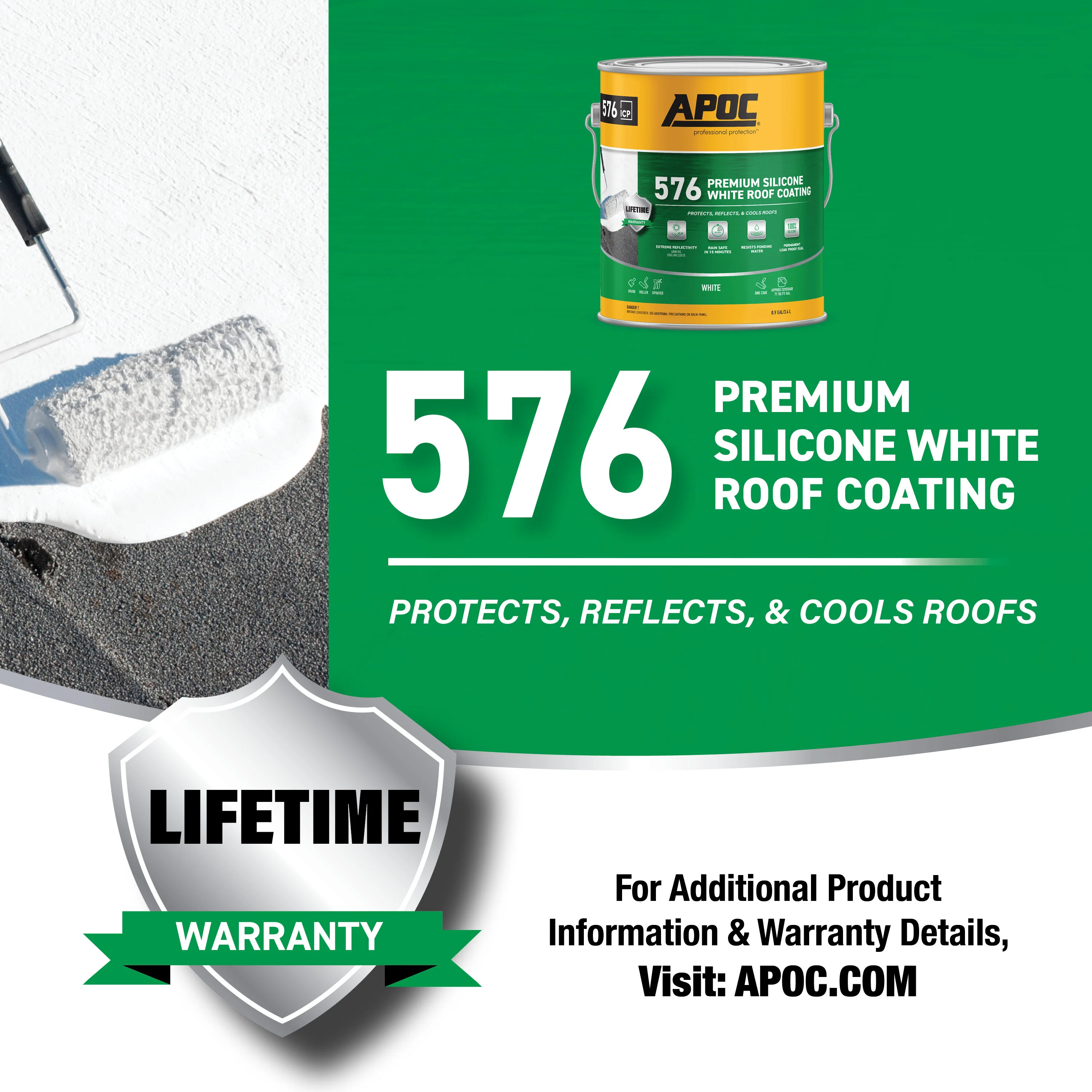 APOC 576 3.6-Quart White Silicone Reflective Roof Coating — Lifetime Warranty - Image 7
