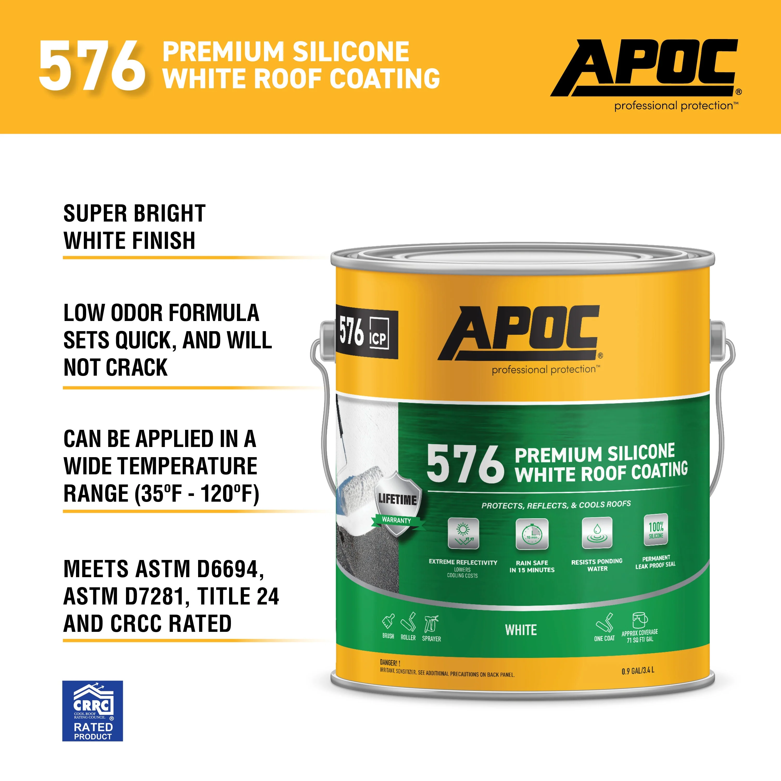 APOC 576 3.6-Quart White Silicone Reflective Roof Coating — Lifetime Warranty - Image 8