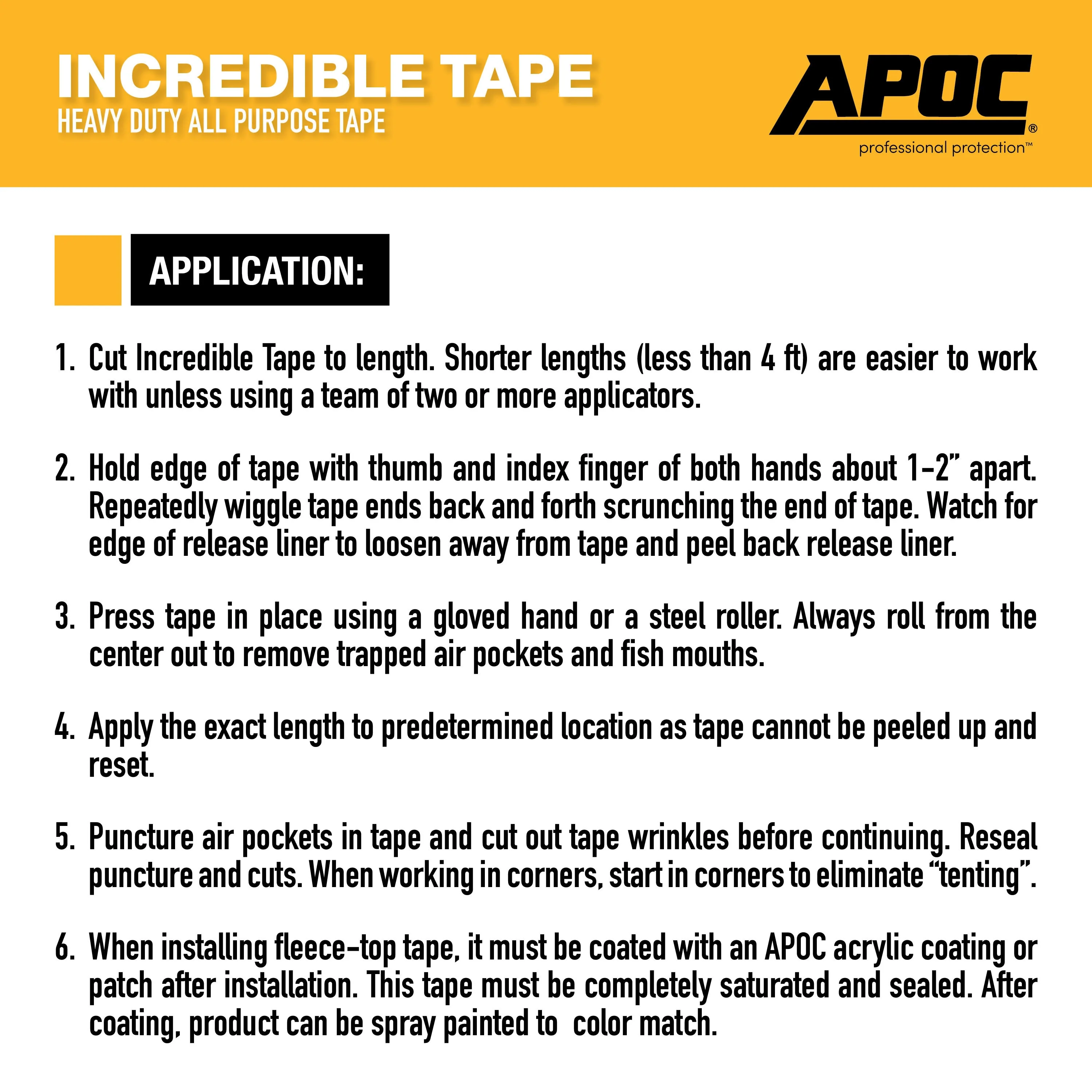 APOC Incredible Tape Fleece-Top Roof Seam Tape, 4 in x 50 ft - Image 7