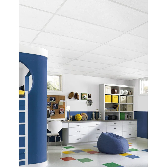 Armstrong Ceilings Random Fissured Fiberglass Contractor White Fiberglass Drop Ceiling Tile Sample - Image 7