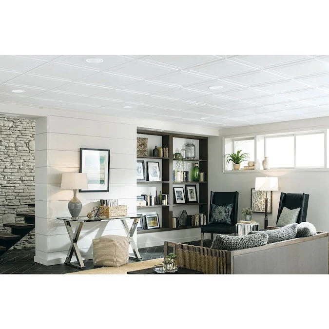 Armstrong Ceilings Single Raised Panel White Mineral Fiber Drop Ceiling Tile Sample - Image 8