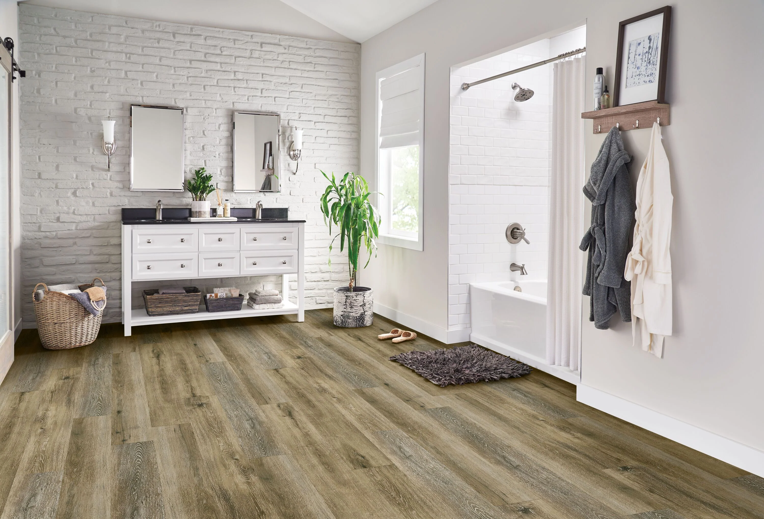 Armstrong Flooring Assurity Linen Sand 20-mil x 7-in W x 60-in L Waterproof Interlocking Luxury Vinyl Plank Flooring - Image 4