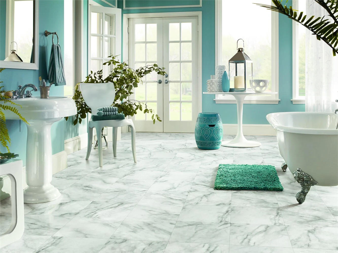 Armstrong Flooring Crescendo 12-in x 12-in Groutable Camaberley Limestone Peel-and-Stick Vinyl Tile - Image 3