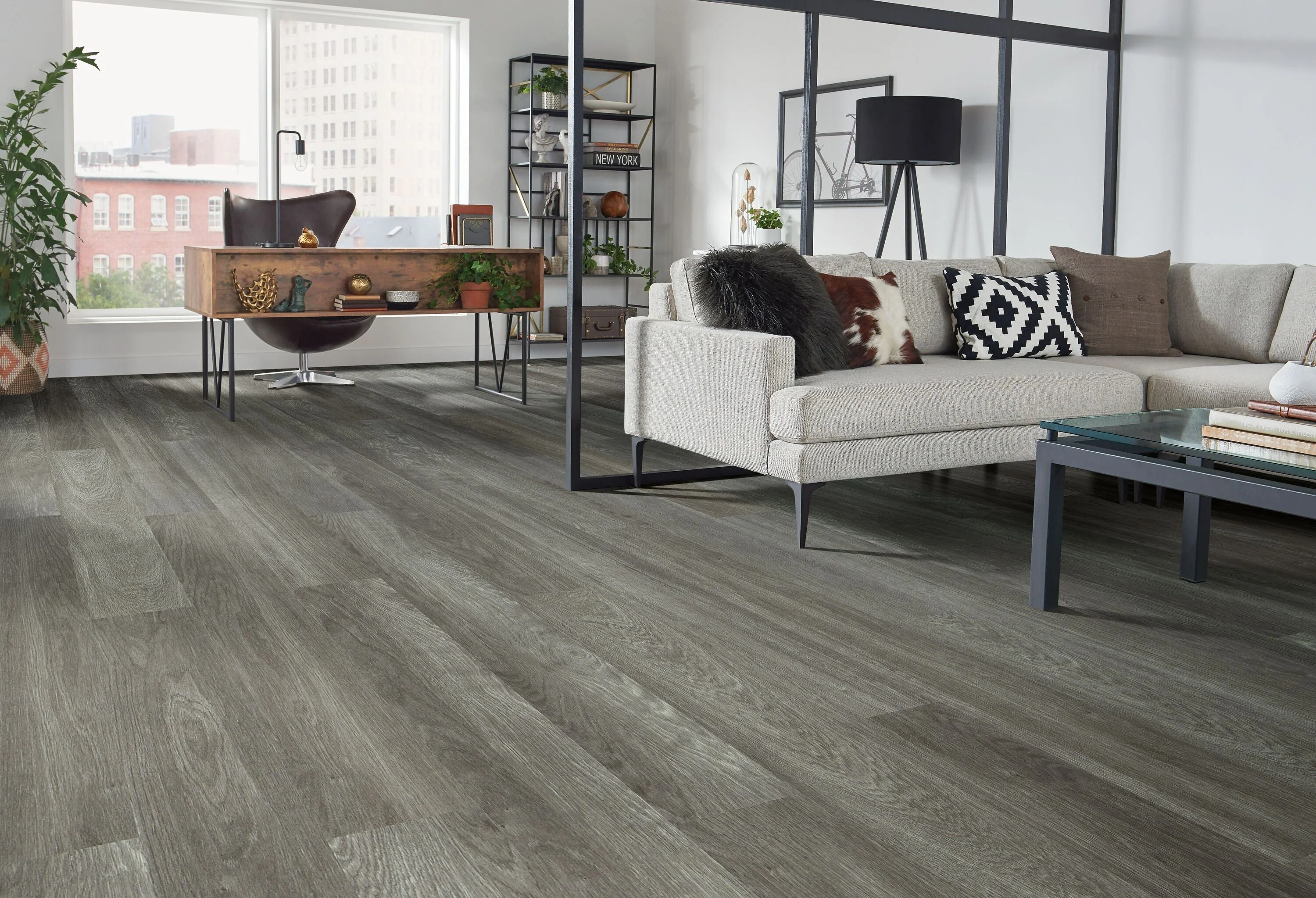 Armstrong Flooring RenoVantage Pro Thunder Cloud Gray Luxury Vinyl Plank Flooring - Waterproof, Glue Down, 38.88 Sq. Ft. - Image 3