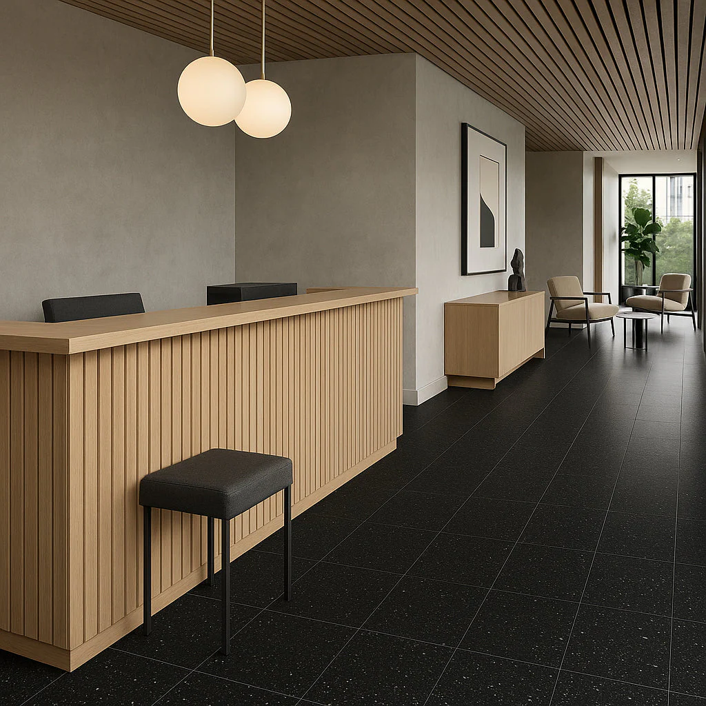 Armstrong Flooring Safety Zone VCT Slate Black 12-in x 12-in Commercial Vinyl Tile Flooring - Image 7