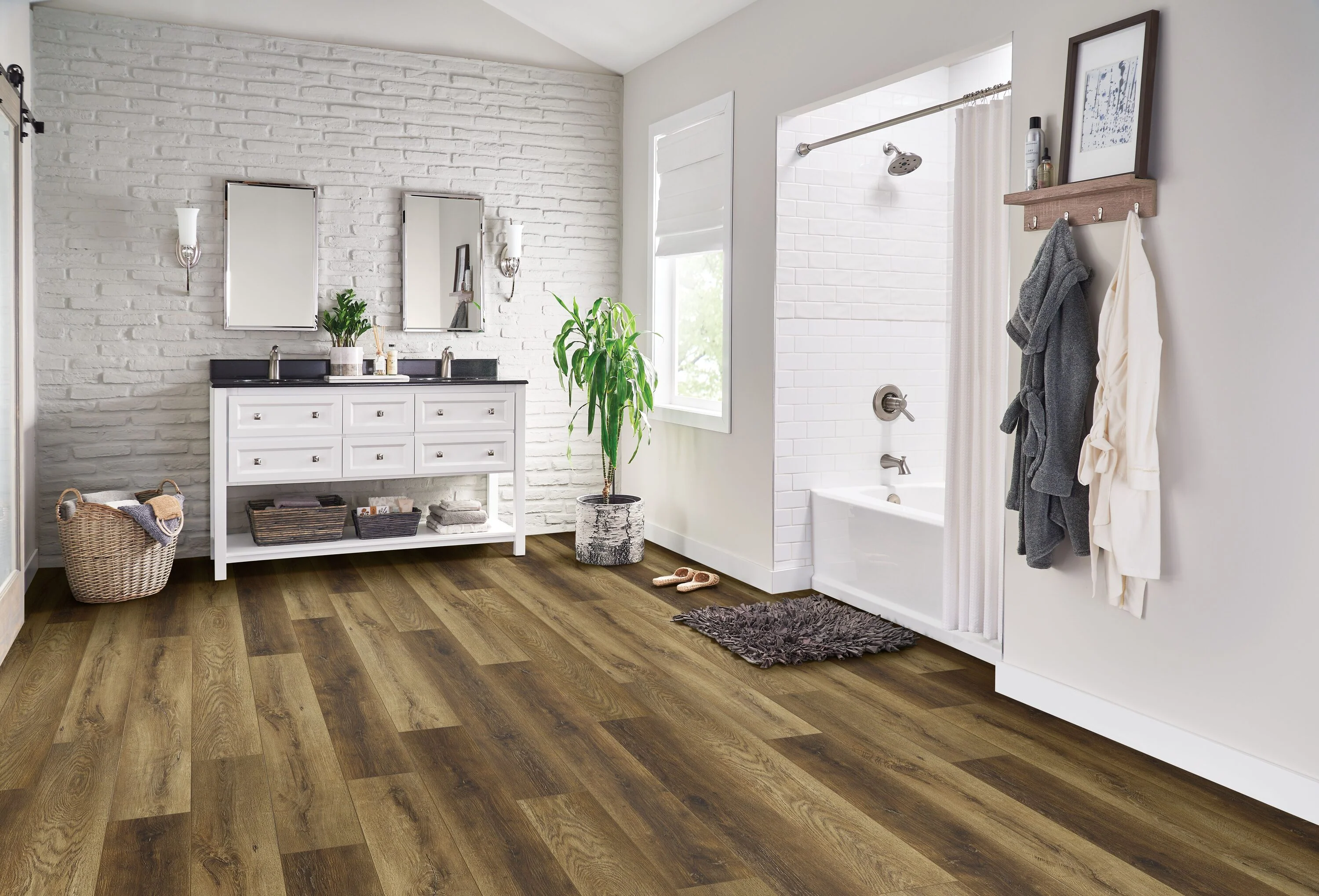 Armstrong Flooring Sample – Assurity Mist Brown Waterproof Wood-Look Interlocking or Glue-Down Luxury Vinyl Plank, 7-in W, 20-mil Wear Layer - Image 3